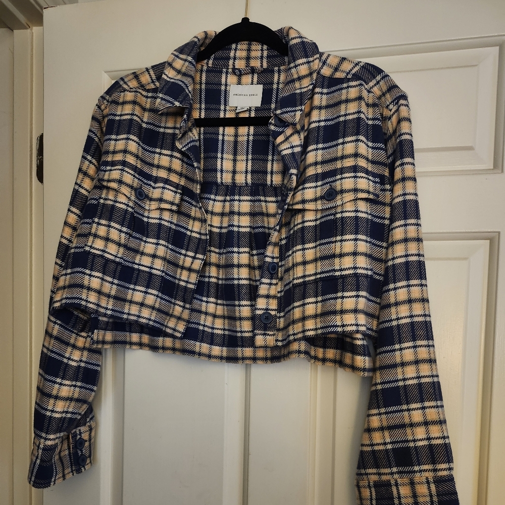 American Eagle crop plaid jacket